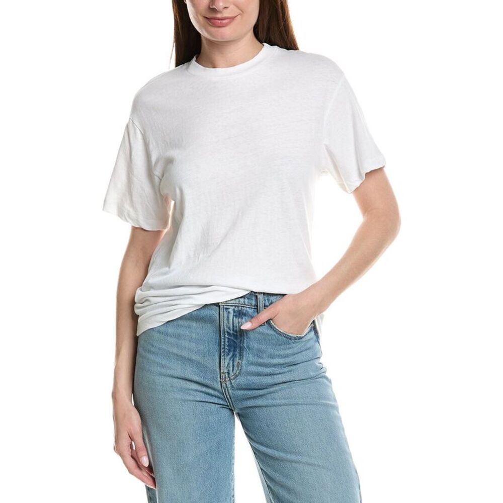 Rolla's Womens  Tomboy Linen-Blend T-Shirt, White